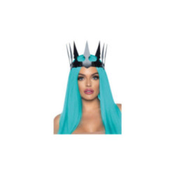 LEG AVENUE - CORONA MALEFICENT IN PELLE SINTETICA CON BORCHIE NERA