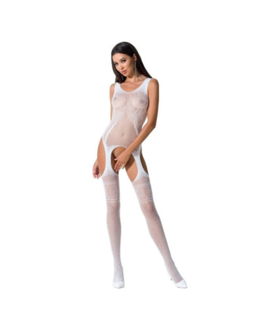 PASSION -DONNA BS061 BODYSTOCKING BIANCO TAGLIA UNICA
