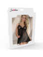 Subblime Babydoll Nero con Dettagli Floreali Bianchi S/M