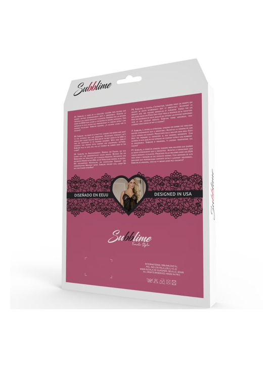 Subblime Babydoll Nero con Dettagli Floreali Bianchi S/M