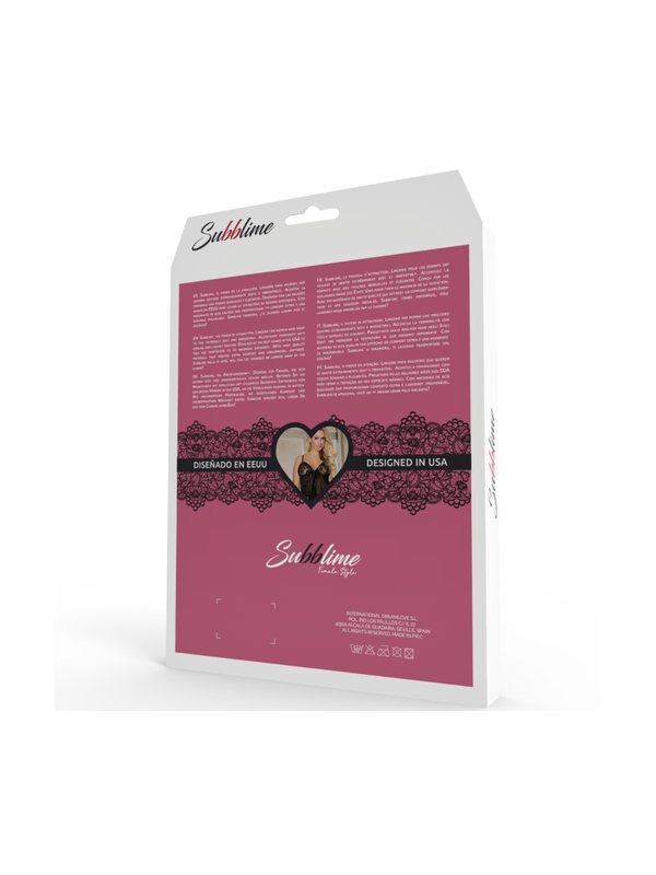 Subblime Babydoll Nero con Dettagli Floreali Bianchi S/M