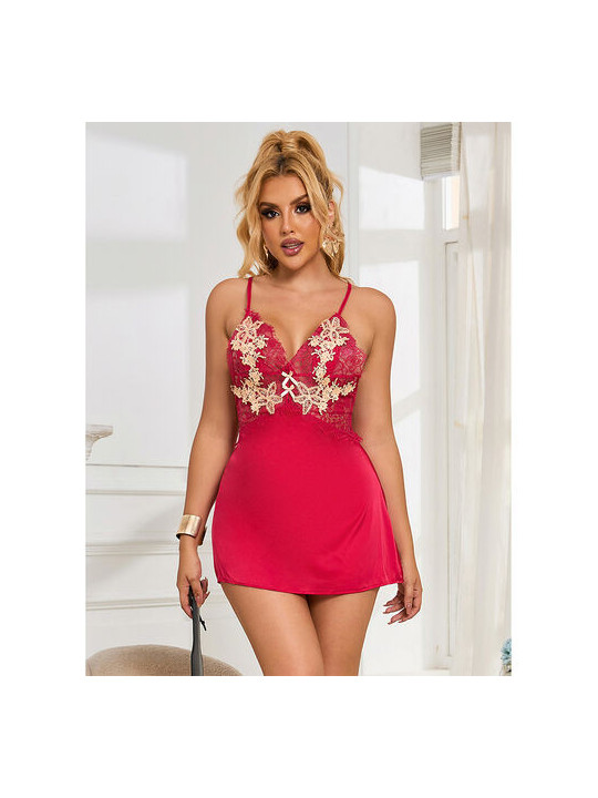 Subblime Babydoll Rosso con Disegno Floreale S/M