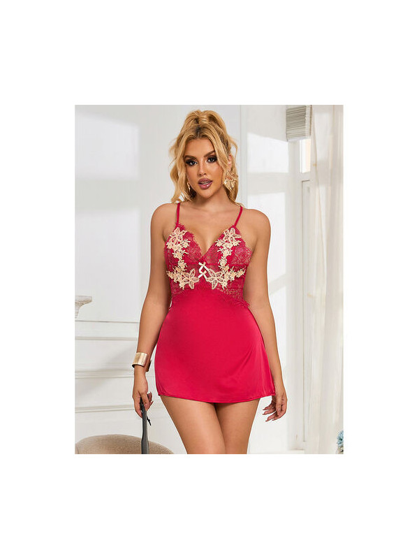 Subblime Babydoll Rosso con Disegno Floreale S/M