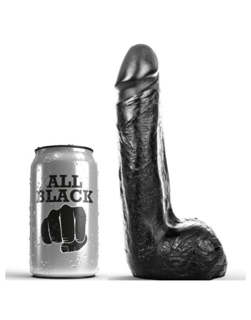 ALL BLACK - DILDO REALISTICO NERO MORBIDO 20 CM