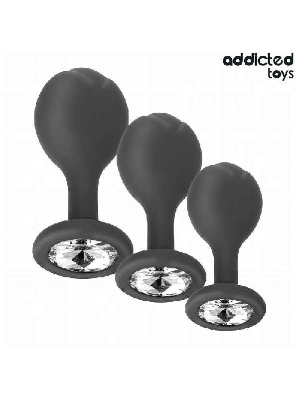 ADDICTED TOYS - SET DI 3 TAPPI ANALI CON GIOIELLO