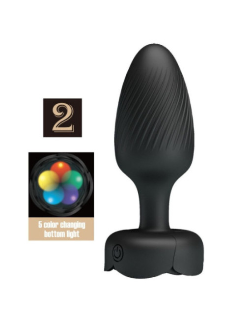 PRETTY LOVE - VARIAN PLUG ANALE CON LUCE LED NERO 10,8 CM