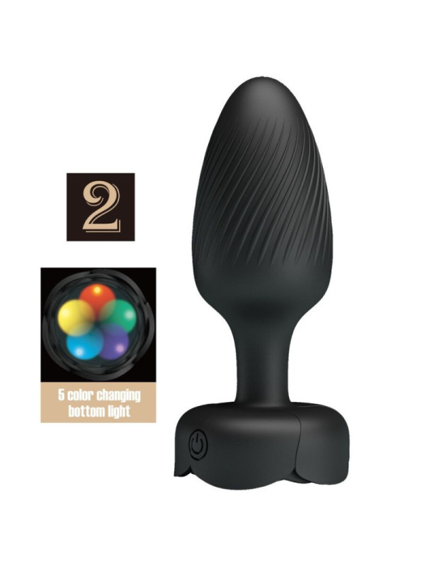 PRETTY LOVE - VARIAN PLUG ANALE CON LUCE LED NERO 10,8 CM