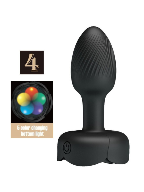 PRETTY LOVE - PLUG ANALE OLMAN CON LUCE LED NERO 8,8 CM