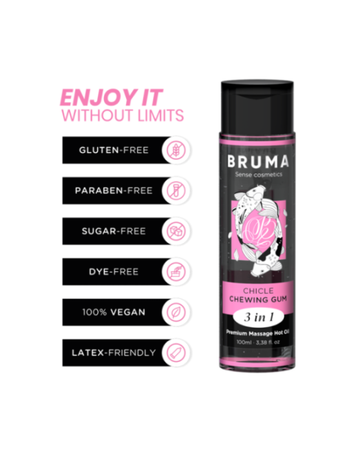 BRUMA - OLIO DA MASSAGGIO PREMIUM EFFETTO CALORE SAPORE GOMMA 3 IN 1 - 100 ML