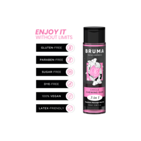 BRUMA - OLIO DA MASSAGGIO PREMIUM EFFETTO CALORE SAPORE GOMMA 3 IN 1 - 100 ML