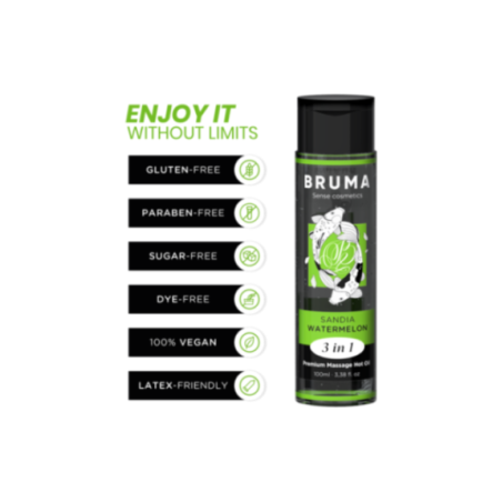 BRUMA - OLIO DA MASSAGGIO PREMIUM EFFETTO CALORE SAPORE ANGURIA 3 IN 1 - 100 ML
