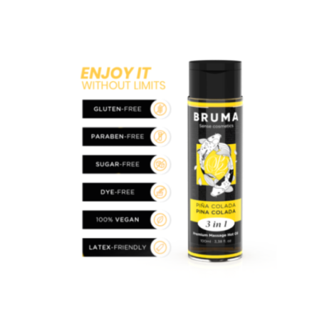BRUMA - OLIO DA MASSAGGIO PREMIUM EFFETTO CALORE SAPORE PINA COLADA 3 IN 1 - 100 ML