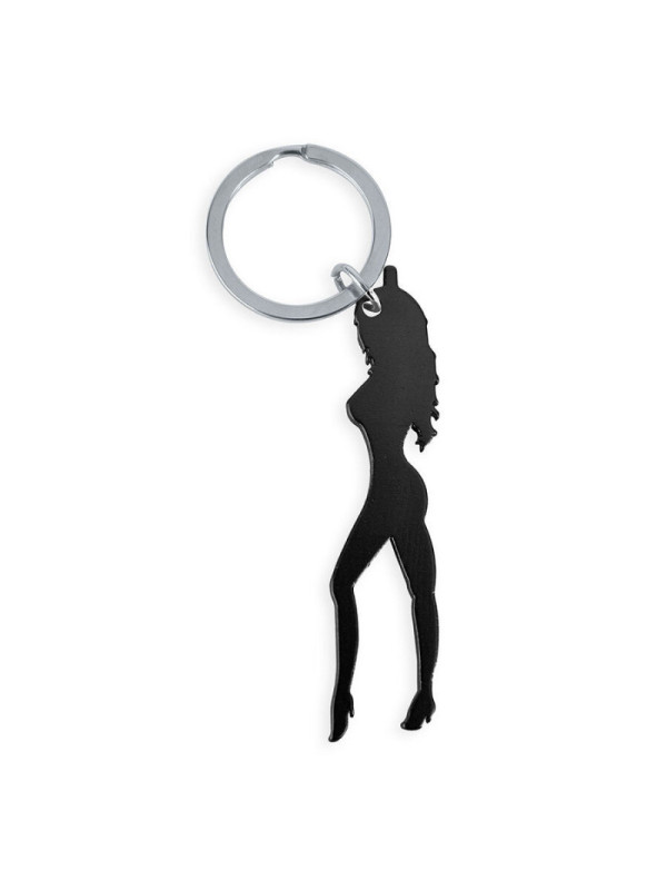 DIABLO PICANTE - PORTACHIAVI CON SILHOUETTE FEMMINILE DI COLORE NERO CON APRIBIRRA