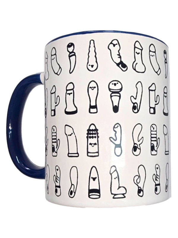 DIABLO PICANTE - TAZZA VIBRATORI BIANCHI CON MANICO BLU 370 ML