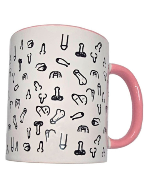 DIABLO PICANTE - TAZZA PENE BIANCA CON MANICO ROSA 370 M