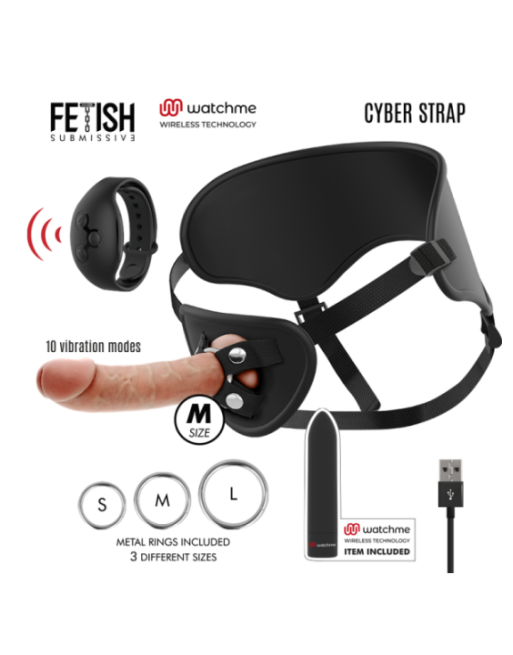 FETISH SUBMISSIVE CYBER STRAP - IMBRAGATURA CON DILDO E TELECOMANDO BULLET TECNOLOGIA WATCHME M