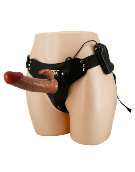 PRETTY LOVE - MARION HARNESS SLIP UNIVERSALE CON DILDO VIBRANTE 19 CM MARRONE