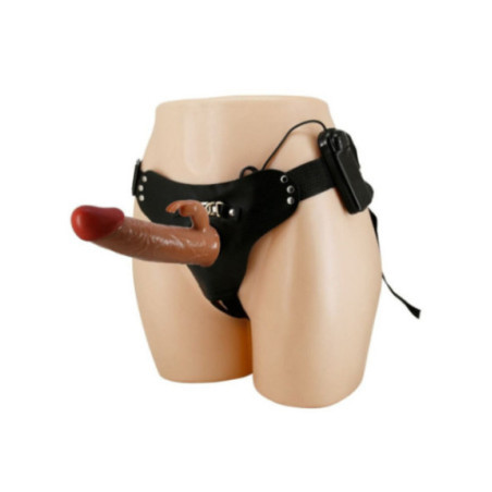 PRETTY LOVE - MARION HARNESS SLIP UNIVERSALE CON DILDO VIBRANTE 19 CM MARRONE