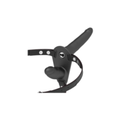 FETISH SUBMISSIVE HARNESS - VIBRATORE NERO A DOPPIA PENETRAZIONE