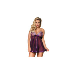 SUBBLIME - BABYDOLL CON FIOCCO E DETTAGLI LUCIDI VIOLA S / M