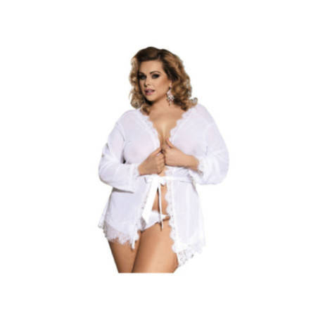 SUBBLIME - QUEEN PLUS BABYDOLL BIANCO CON FRANGE