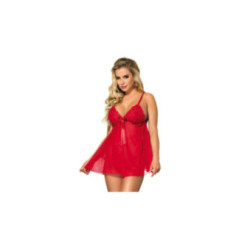 SUBBLIME - BABYDOLL CON FIOCCO E LACCI FLOREALI ROSSO L / XL