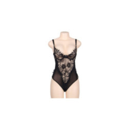 SUBBLIME - QUEEN PLUS PIZZO FLOREALE E TEDDY NERO CON FRANGE