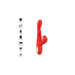 INTENSE - KATY STIMOLATORE CLITORIDEO MULTIFUNZIONE 4 TESTINE INTERCAMBIABILI ROSSO