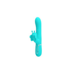 PRETTY LOVE - VIBRATORE MULTIFUNZIONE RABBIT 4 IN 1 FARFALLA VERDE ACQUA