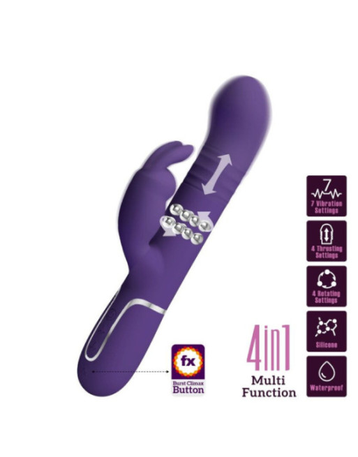 PRETTY LOVE - COALE VIBRATORE CONIGLIO CARBONE 4 EN 1 VIOLA