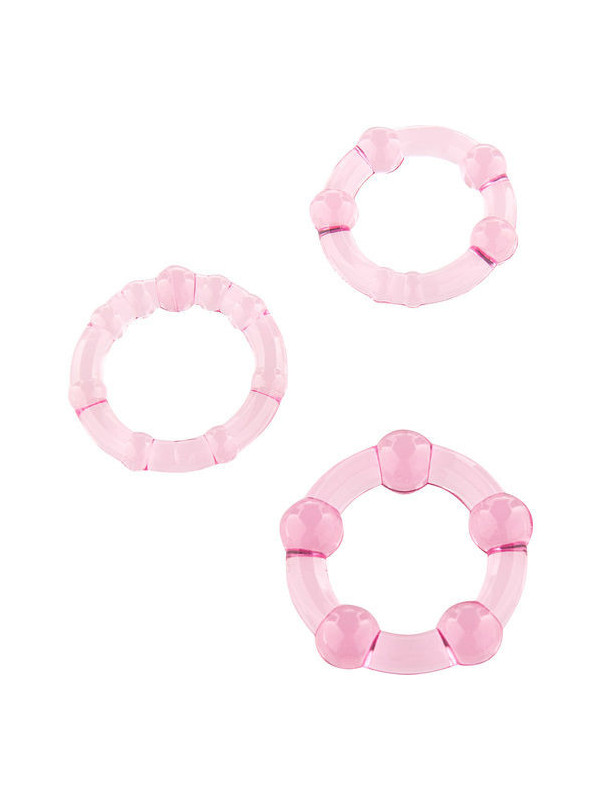 SEVEN CREATIONS - SET DI TRE ANELLI PER PENE ROSA