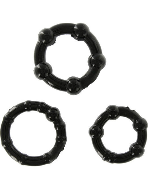 SEVEN CREATIONS - SET DI TRE ANELLI PER PENE NERI