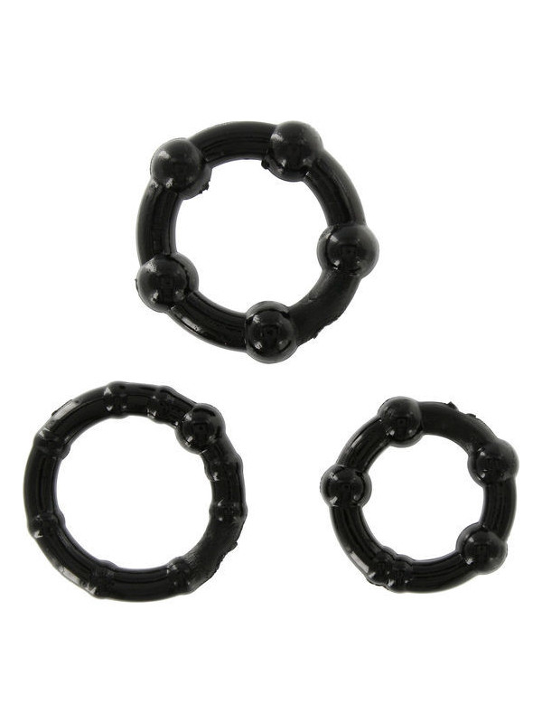 SEVEN CREATIONS - SET DI TRE ANELLI PER PENE NERI