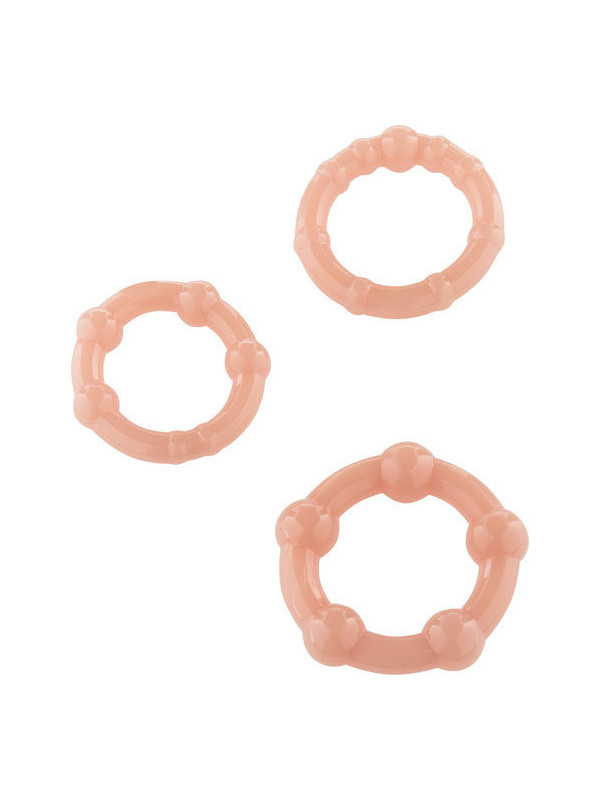 SEVEN CREATIONS - SET DI TRE ANELLI PER PENE IN PELLE