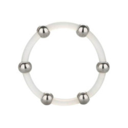 CALEXOTICS - ANELLO IN SILICONE CON PERLINE IN ACCIAIO XL