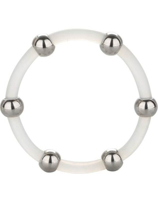 CALEXOTICS - ANELLO IN SILICONE CON PERLINE IN ACCIAIO XL