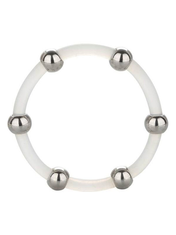 CALEXOTICS - ANELLO IN SILICONE CON PERLINE IN ACCIAIO XL