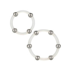 CALEXOTICS - SET DI ANELLI IN SILICONE CON PERLINE IN ACCIAIO