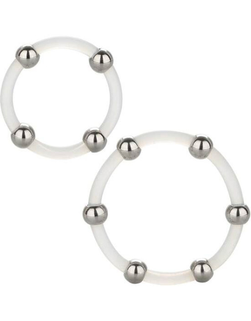 CALEXOTICS - SET DI ANELLI IN SILICONE CON PERLINE IN ACCIAIO