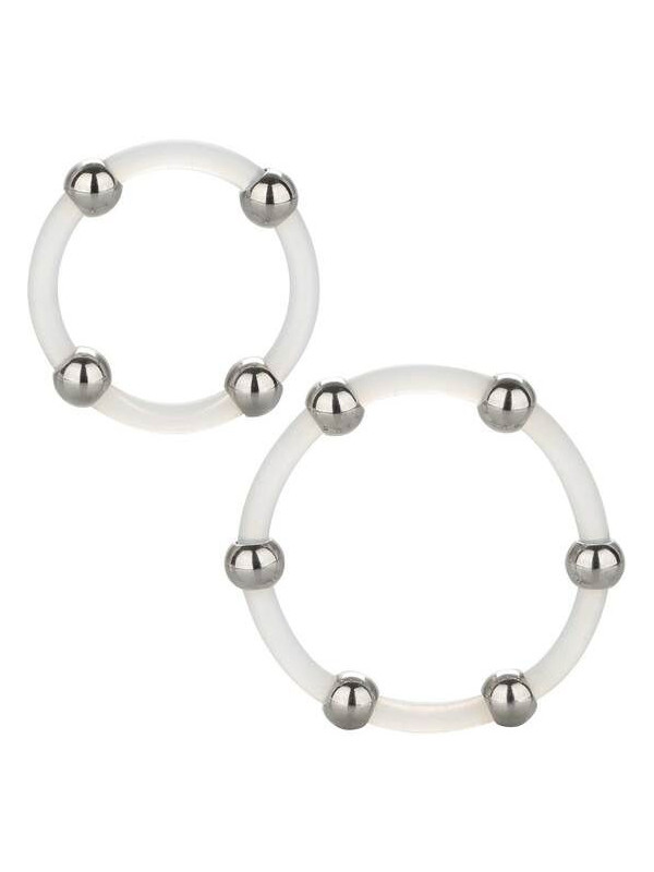 CALEXOTICS - SET DI ANELLI IN SILICONE CON PERLINE IN ACCIAIO