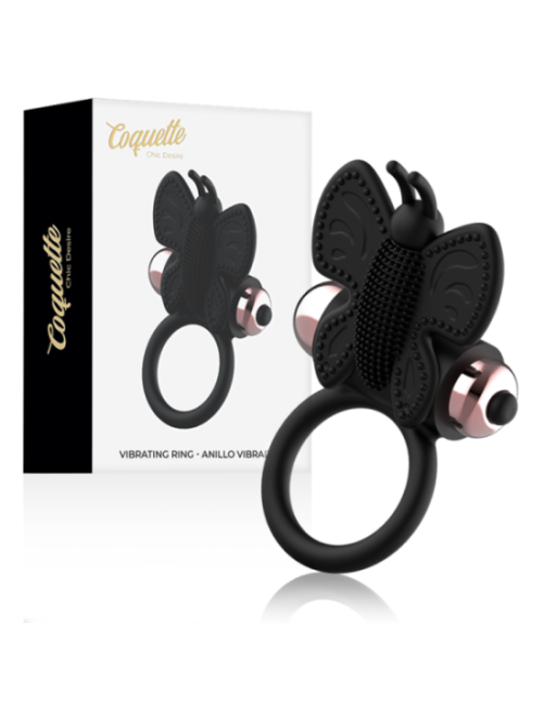 COQUETTE CHIC DESIRE - ANELLO CAZZO FARFALLA CON VIBRATORE NERO/ORO