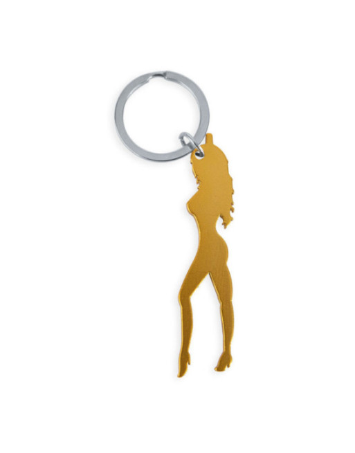 DIABLO PICANTE - PORTACHIAVI CON SILHOUETTE FEMMINILE COLOR ORO CON APRIBIRRA