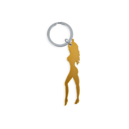 DIABLO PICANTE - PORTACHIAVI CON SILHOUETTE FEMMINILE COLOR ORO CON APRIBIRRA