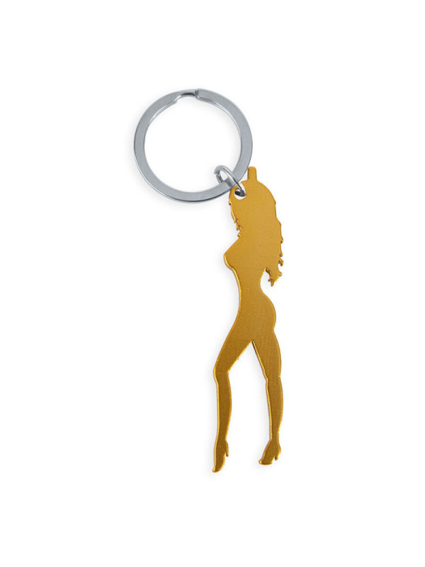 DIABLO PICANTE - PORTACHIAVI CON SILHOUETTE FEMMINILE COLOR ORO CON APRIBIRRA