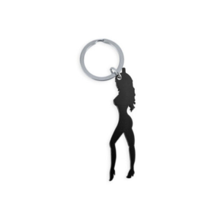 DIABLO PICANTE - PORTACHIAVI CON SILHOUETTE FEMMINILE DI COLORE NERO CON APRIBIRRA