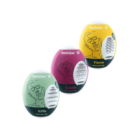 SATISFYER - 3 UOVA MASTURBATORI RIFFLE, BUBBLE E FIERCE