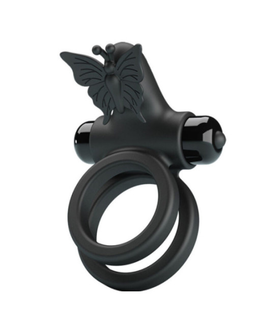 PRETTY LOVE - DOPPIO ANELLO VIBRANTE CON STIMOLATORE NERO