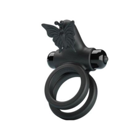 PRETTY LOVE - DOPPIO ANELLO VIBRANTE CON STIMOLATORE NERO