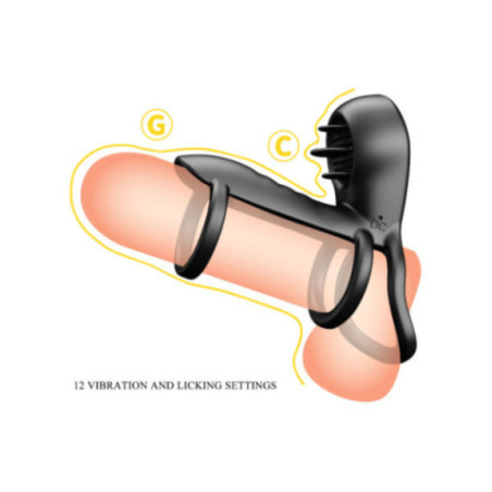 PRETTY LOVE - GUAINA PER PENE JAMMY 12 VIBRAZIONI CON LINGUA IN SILICONE RICARICABILE