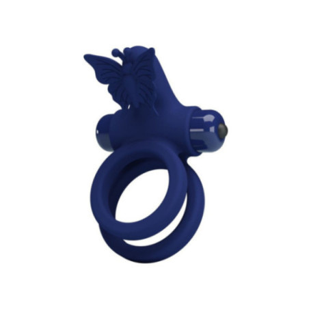 PRETTY LOVE - JAMELE DOPPIO ANELLO CON VIBRAZIONE E STIMOLATORE FARFALLA BLU